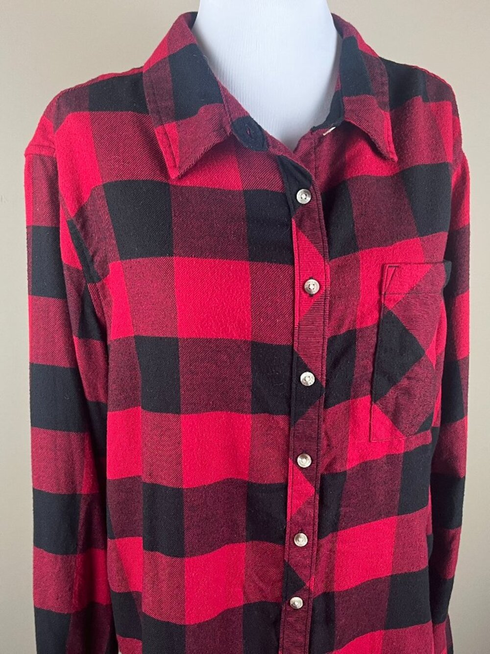 Arizona Jean Co Women's Long Sleeve Flannel Shirt Size L Red Black, Checkered, M